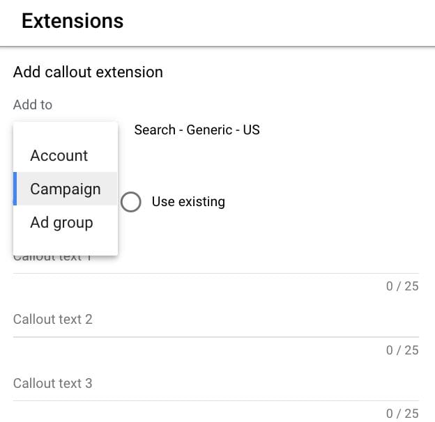 Google Ads Callout Extensions1