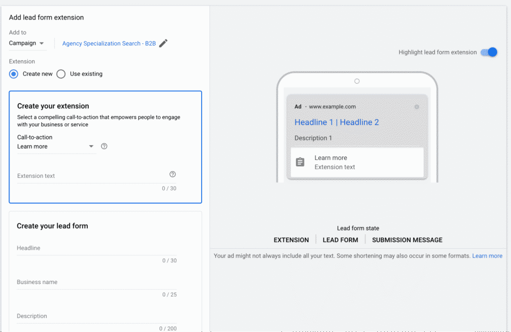 Ad Format and Extensions