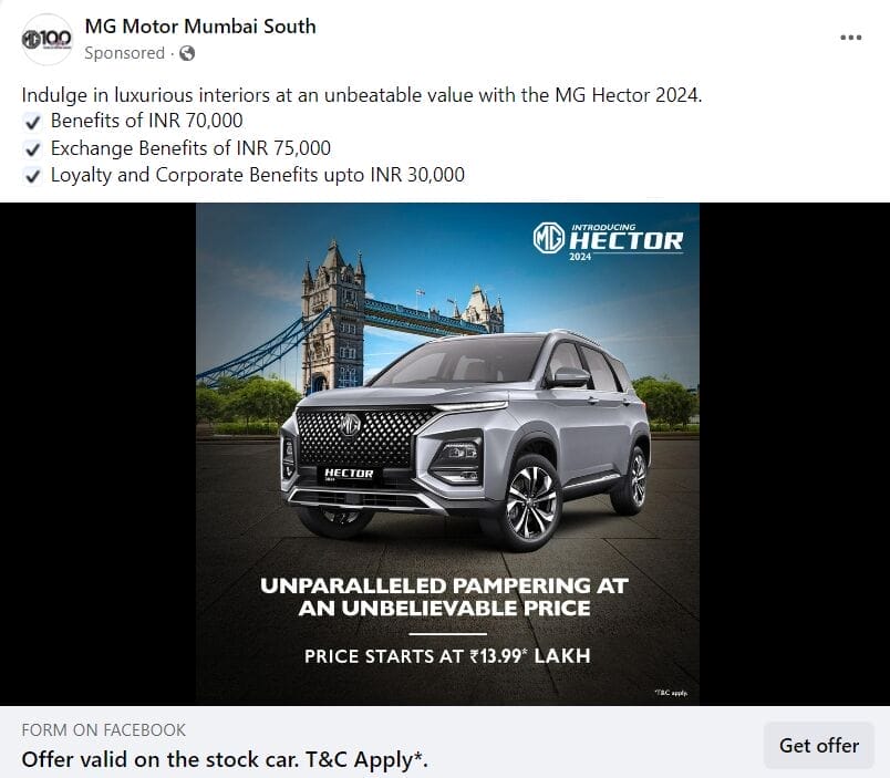 Automotive Facebook Ads Examples