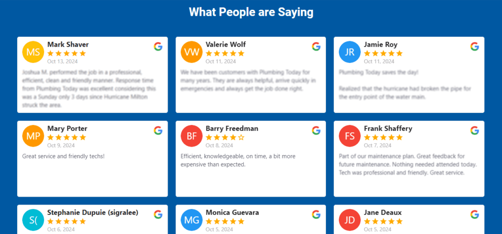 Customer testimonials