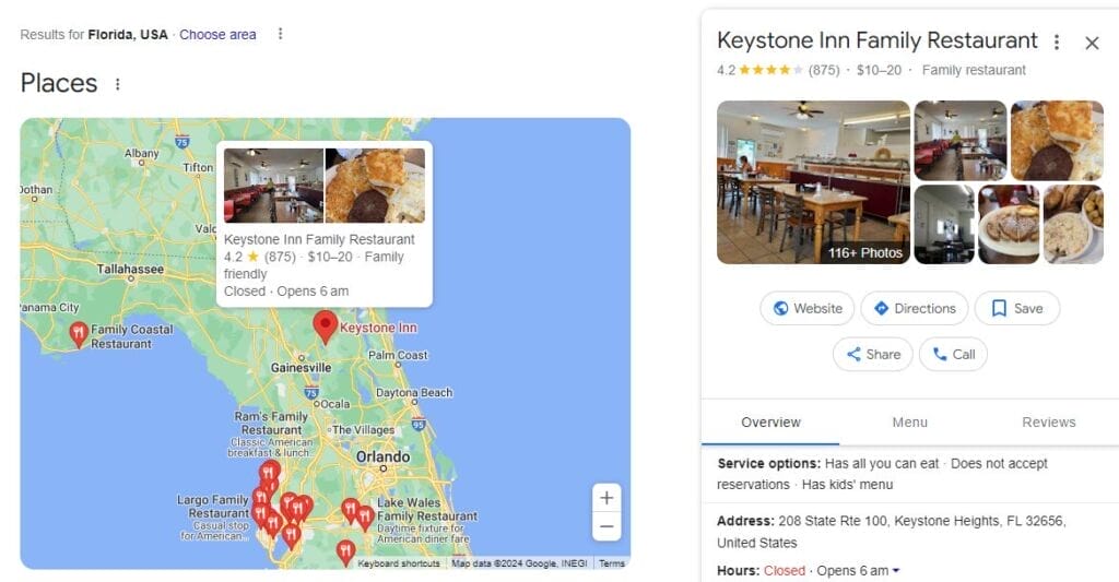 Google My Business listing