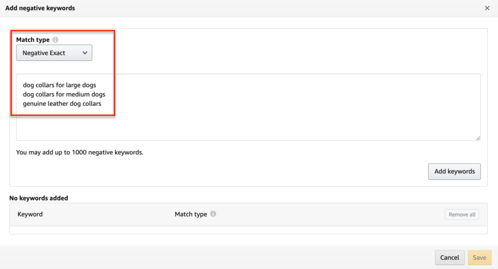 Leverage negative keywords