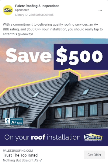 Inspiring Roofing Facebook Ads Example for Contractors 2 Roofing Facebook Ads Examples2