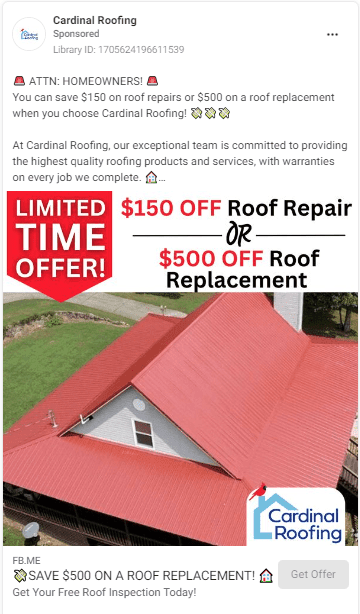 Inspiring Roofing Facebook Ads Example for Contractors 3 Roofing Facebook Ads Examples3