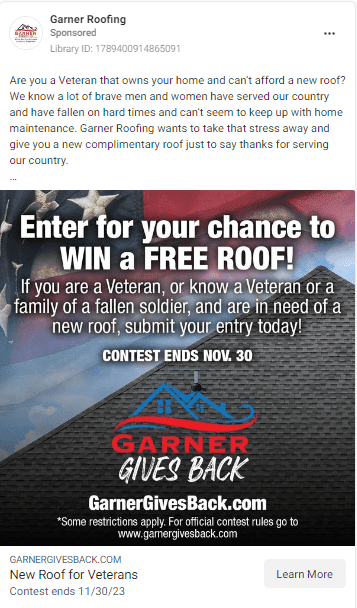 Inspiring Roofing Facebook Ads Example for Contractors 5 Roofing Facebook Ads Examples5