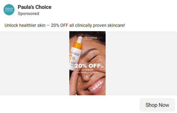 Skincare Facebook Ads Examples
