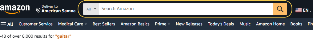 The search box on Amazon