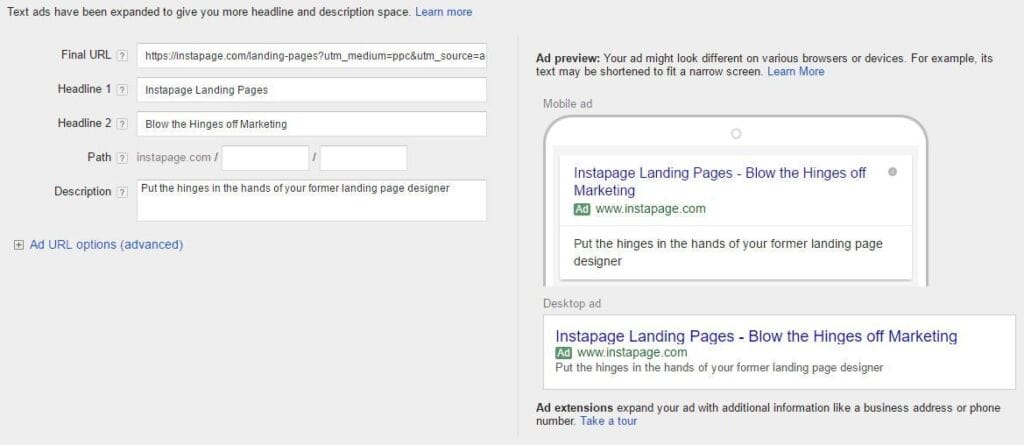 Use Final URL Expansion4