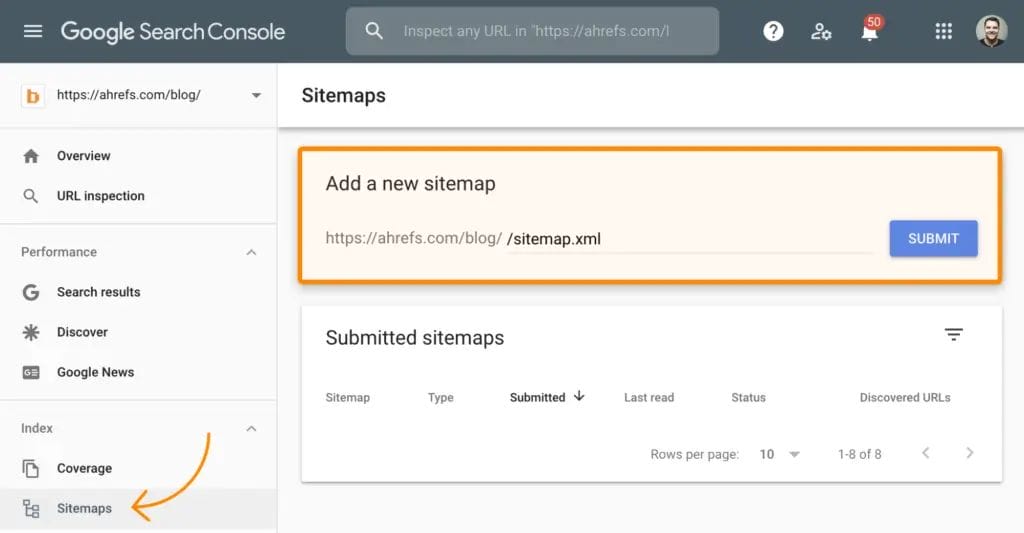 XML sitemap with the Google Search Console
