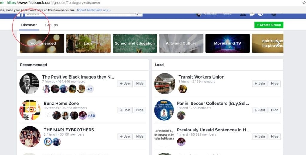 actively in Facebook groups