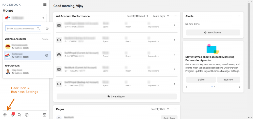 Add your Facebook brand page to the business manager account